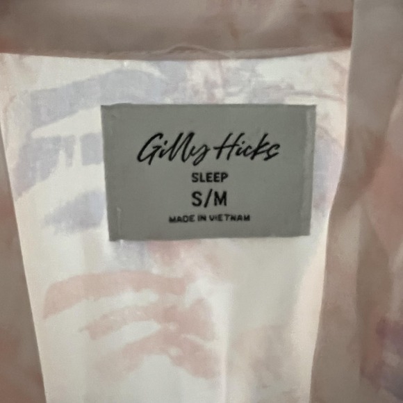 Gilly Hicks Robe Womens S/M Pink Satin Tropical Palm Kimono Belted Sleepwear - Picture 3 of 11